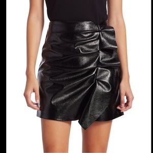 NWT Joie 2 Black Jain Faux Patent Leather Ruffle Mini Skirt